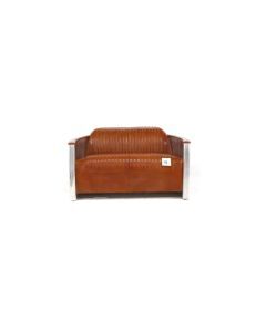 Aviator Pilot Vintage 2 Seater Sofa Tan Distressed Real Leather