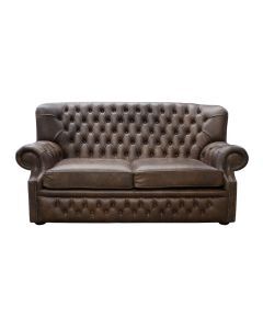 Chesterfield 2.5 Seater Cracked Wax Tobacco Leather Sofa Bespoke In Monks Style