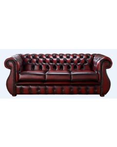 Chesterfield 3 Seater Antique Oxblood Leather Sofa Bespoke In Kimberley Style
