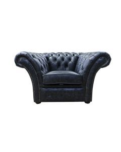 Chesterfield Club Chair New England Black Real Leather In Balmoral Style