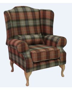 Chesterfield Fireside High Back Wing Chair Chestnut Tree Check Tweed Wool In Mallory Style