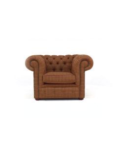 Chesterfield Low Back Club Chair Loch Claret Real Wool Tartan In Classic Style