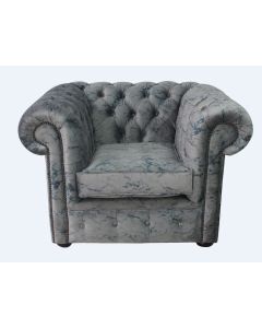 Chesterfield Low Back Club ArmChair Marble Real Velvet Fabric In Classic Style