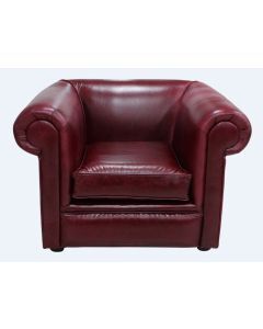 Chesterfield Low Back Club Armchair Old English Burgandy Leather In Classic Style