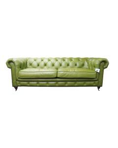 Earle Grande Vintage 3 Seater Sofa Nappa Olive Green Real Leather In Stock