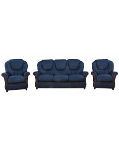 Juliet Handmade 3+1+1 Genuine Italian Navy Blue Leather Sofa Suite In Stock