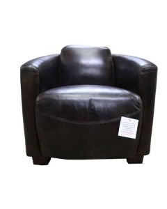 Marlborough Handmade Vintage Distressed Tobacco Brown Leather Tub Chair In Stock