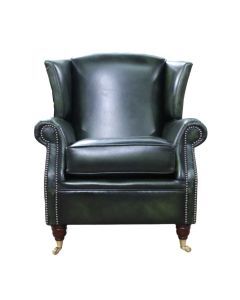Southwold Chesterfield Wing Chair Fireside High Back Armchair Antique Green Leather In Stock