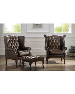 Beatrice And Carlton Wing Chairs With Footstool