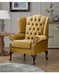 Chesterfield Carlton Flat Wing Armchairs Malta Gold 13