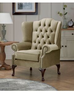 Chesterfield Carlton Flat Wing Armchairs Malta Parchment 10