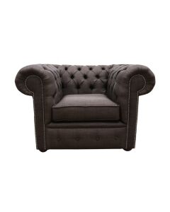 Chesterfield Low Back Club Armchair Charles Brown Real Linen Fabric In Classic Style
