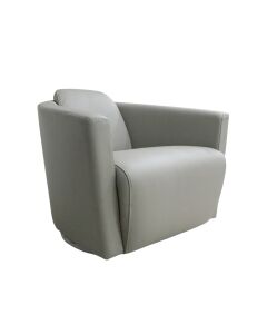 Hotel Swivel Tub Club Chair Bull Grigio Alluminio Grey Real Italian Leather 
