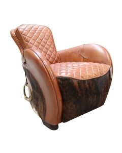 Rodeo Saddle Lounge Vintage Tan Distressed Real Leather Chair