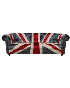 Union Jack Chesterfield 3 Seater Luxury Real Velvet Sofa