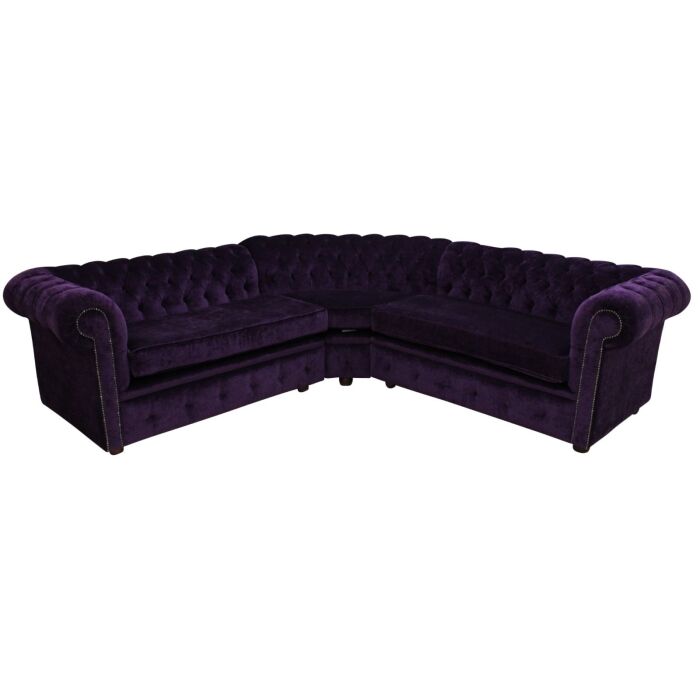 Amethyst Purple Velvet Corner Sofa Classic Style